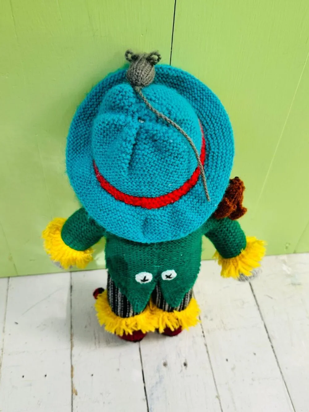 Vintage Jean Greenhowe Sam Scarecrow Hand Knit Doll 13.5